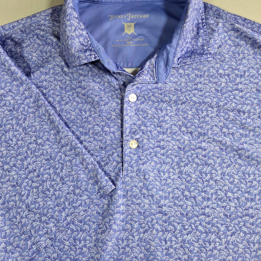 Hickey Freeman Men's Purple Printed Performance Polo Shirt Size Medium